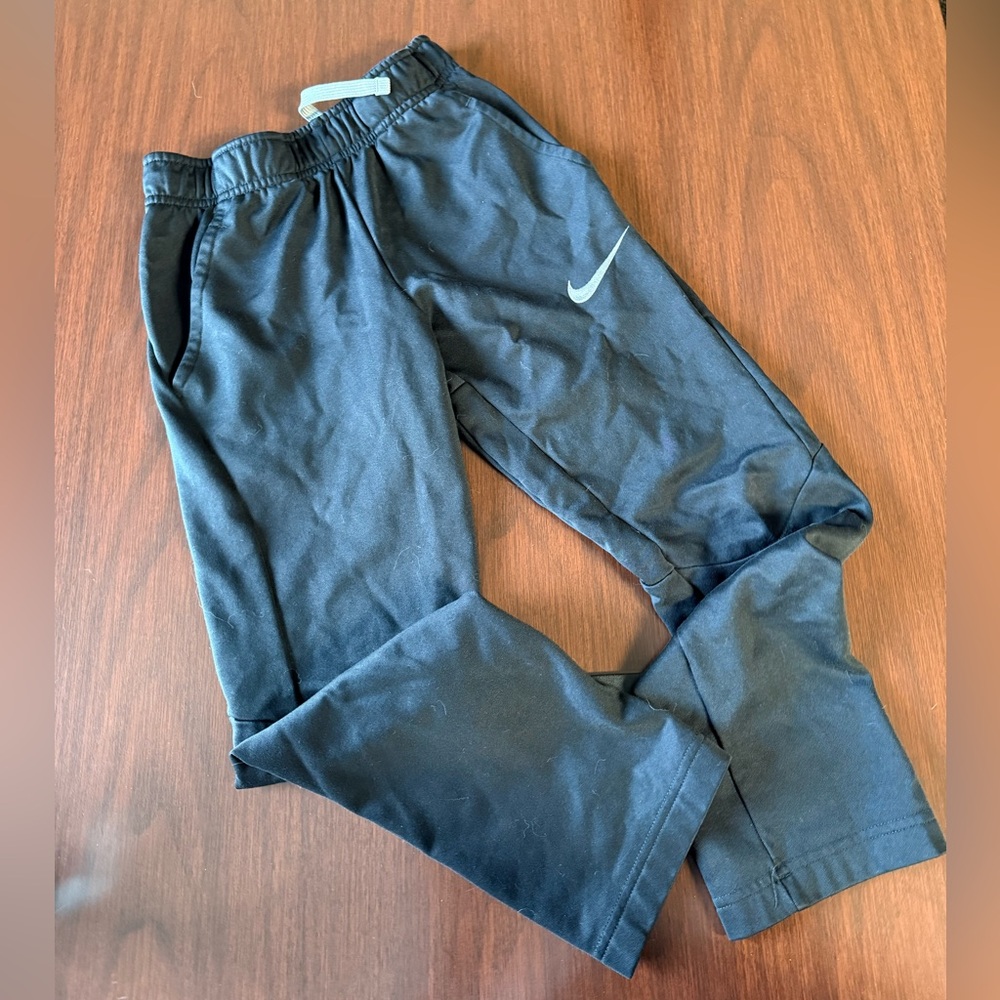 Nike Boys Black Athletic Joggers with White Swoosh